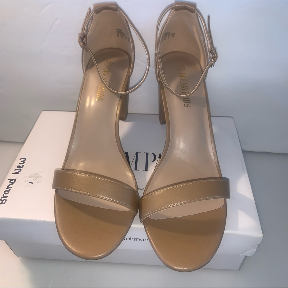 Dreampairs Chunks Buckle slingback Nude PU Women's Sandals 3” Block Heels